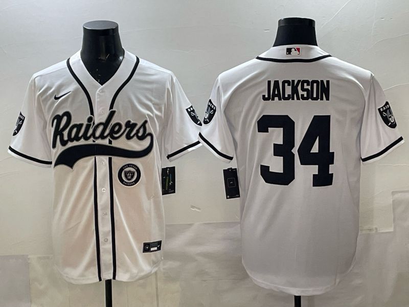 Men 2025 Oakland Raiders #34 Jackson white 3th generation Joint Name Nike Limited NFL Jersey style 08